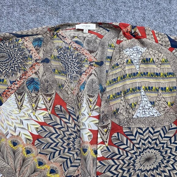 Umgee USA Cardigam Womens S/M Kimono Tribal Pom Pom Trim Sheer Open Boho Artsy - Picture 7 of 14